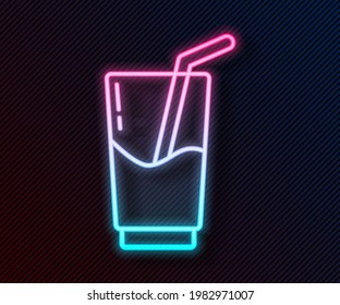Glowing neon line Cocktail and alcohol drink icon isolated on black background.  Vector Illustration