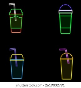 Glowing neon line Cocktail and alcohol drink icon. neon cocktails. neon style