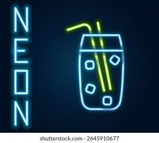 Glowing neon line Cocktail and alcohol drink icon isolated on black background. Colorful outline concept. Vector Illustration