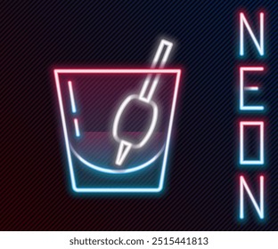 Glowing neon line Cocktail Bloody Mary icon isolated on black background. Colorful outline concept. Vector