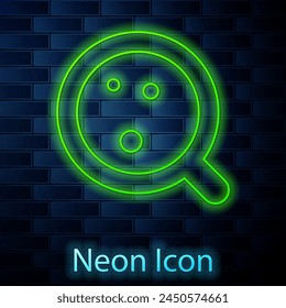 Glowing neon line Coffee cup icon isolated on brick wall background. Tea cup. Hot drink coffee.  Vector