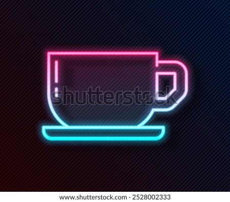 Glowing neon line Coffee cup icon isolated on black background. Tea cup. Hot drink coffee.  Vector