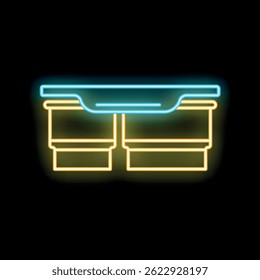 Icono de Filtrar de café de línea de neón brillante aislado sobre fondo negro. Ilustración vectorial