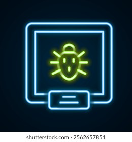 Glowing neon line Colorado beetle icon isolated on black background. Colorful outline concept. Vector