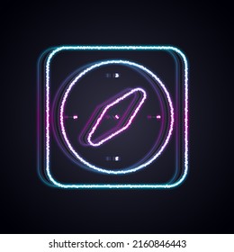 Glowing neon line Compass icon isolated on black background. Windrose navigation symbol. Wind rose sign.  Vector