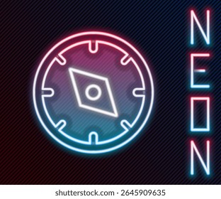 Glowing neon line Compass icon isolated on black background. Windrose navigation symbol. Wind rose sign. Colorful outline concept. Vector