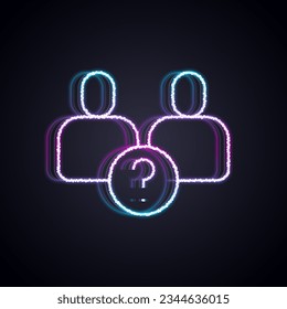 Glowing neon line Complicated relationship icon isolated on black background. Bad communication. Colleague complicated relationship.  Vector