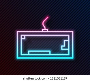 Glowing neon line Computer keyboard icon isolated on black background. PC component sign.  Vector Illustration