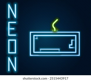 Glowing neon line Computer keyboard icon isolated on black background. PC component sign. Colorful outline concept. Vector Illustration