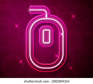 Glowing neon line Computer mouse gaming icon isolated on red background. Optical with wheel symbol.  Vector