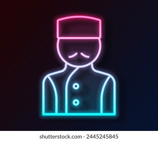 Glowing neon line Concierge icon isolated on black background.  Vector