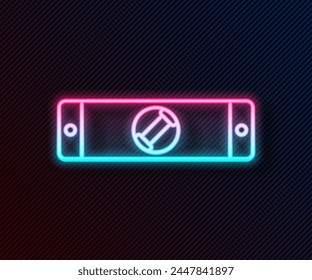 Glowing neon line Construction bubble level icon isolated on black background. Waterpas, measuring instrument, measuring equipment.  Vector Illustration