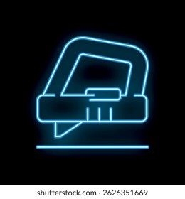 Icono de nivel de burbuja de construcción de línea de neón brillante aislado sobre fondo negro. Ilustración vectorial