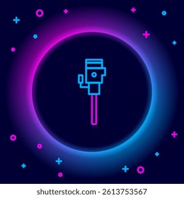 Glowing neon line Construction jackhammer icon isolated on black background. Colorful outline concept. Vector