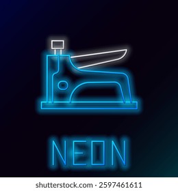 Glowing neon line Construction stapler icon isolated on black background. Working tool. Colorful outline concept. Vector