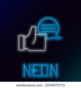 Glowing neon line Consumer or customer product rating icon isolated on black background. Colorful outline concept. Vector