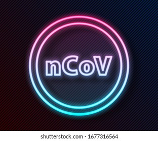 Glowing neon line Corona virus 2019-nCoV icon isolated on black background. Bacteria and germs, cell cancer, microbe, fungi.  Vector Illustration