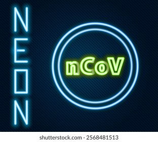 Glowing neon line Corona virus 2019-nCoV icon isolated on black background. Bacteria and germs, cell cancer, microbe, fungi. Colorful outline concept. Vector Illustration