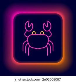 Glowing neon line Crab icon isolated on black background. Colorful outline concept. Vector