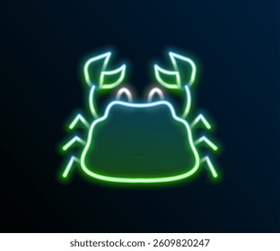 Glowing neon line Crab icon isolated on black background. Colorful outline concept. Vector