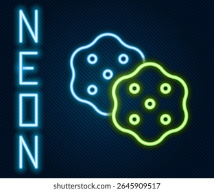 Brilhante neon linha Biscoito cracker ícone isolado no fundo preto. Doce biscoito. Conceito de contorno colorido. Vetor
