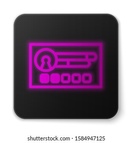 Glowing neon line Create account screen icon isolated on white background. Black square button. Vector Illustration