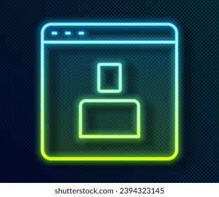Glowing neon line Create account screen icon isolated on black background.  Vector
