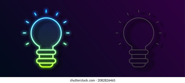 Glowing neon line Creative lamp light idea icon isolated on black background. Concept ideas inspiration, invention, effective thinking, knowledge and education.  Vector