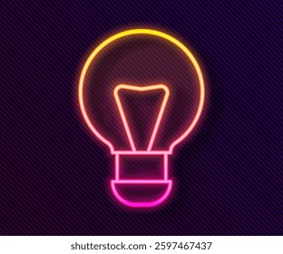 Glowing neon line Creative lamp light idea icon isolated on black background. Concept ideas inspiration, invention, effective thinking, knowledge and education.  Vector