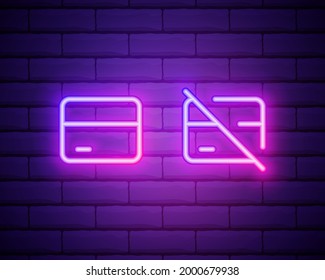 Glowing neon line Credit card icon isolated on brick wall background. Online payment. Cash withdrawal. Financial operations. Shopping sign. Vector Illustration.