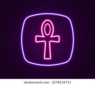 Glowing neon line Cross ankh icon isolated on black background. Egyptian word for life or symbol of immortality. Colorful outline concept. Vector