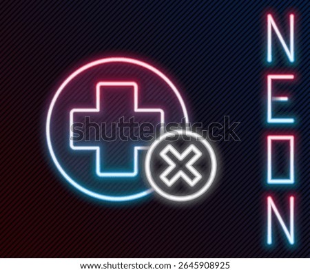 Glowing neon line Cross hospital medical icon isolated on black background. First aid. Diagnostics symbol. Medicine and pharmacy sign. Colorful outline concept. Vector Illustration