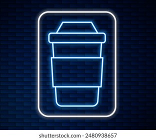 Icono de la taza de té aislado en el fondo de la pared de ladrillo.  Vector