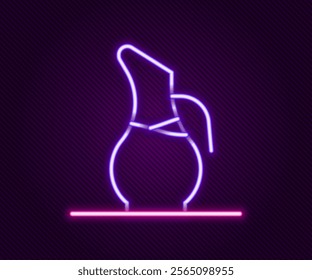 Glowing neon line Decanter for wine icon isolated on black background. Colorful outline concept. Vector