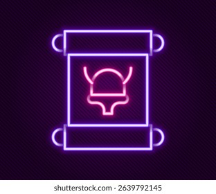 Glowing neon line Decree, paper, parchment, scroll icon icon isolated on black background. Colorful outline concept. Vector