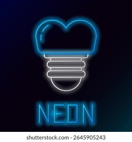 Glowing neon line Dental implant icon isolated on black background. Colorful outline concept. Vector