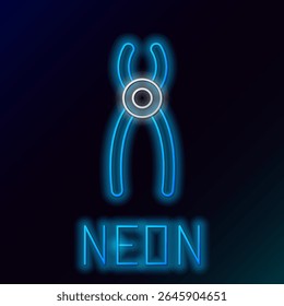 Glowing neon line Dental pliers icon isolated on black background. Dental equipment. Colorful outline concept. Vector