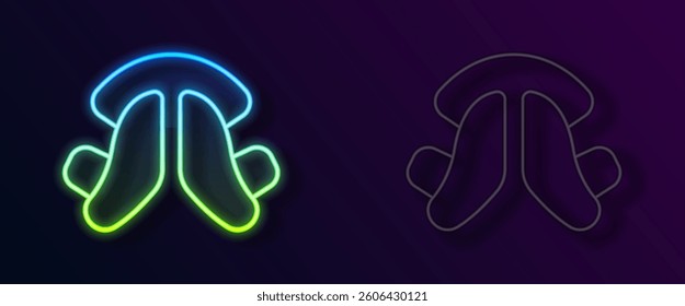 Glowing neon line Dental tooth plate icon isolated on black background.  Vector