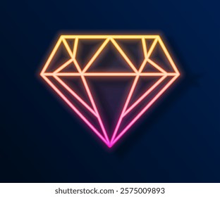 Glowing neon line Diamond icon isolated on black background. Jewelry symbol. Gem stone.  Vector