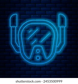 Icono de máscara de buceo aislado en el fondo de la pared de ladrillo. Deporte extremo. Equipo de buceo submarino.  Vector