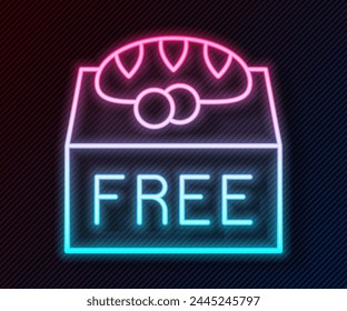 Glowing neon line Donation food icon isolated on black background.  Vector