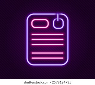 Glowing neon line Dossier folder icon isolated on black background. Colorful outline concept. Vector