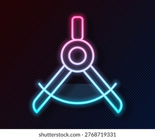 Glowing neon line Drawing compass icon isolated on black background. Compasses sign. Drawing and educational tools. Geometric instrument.  Vector