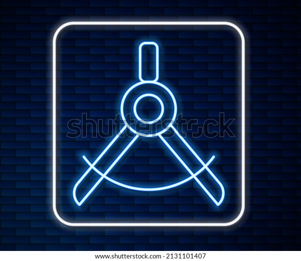 Glowing neon line Drawing compass
icon isolated on brick wall background. Compasses sign. Drawing and
educational tools. Geometric instrument. 
Vector
