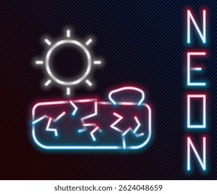 Glowing neon line Drought icon isolated on black background. Colorful outline concept. Vector