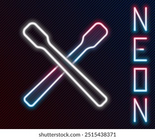 Glowing neon line Drum sticks icon isolated on black background. Musical instrument. Colorful outline concept. Vector