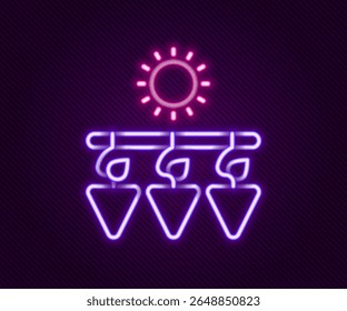 Glowing neon line Drying grapes icon isolated on black background. Dried grapes. Colorful outline concept. Vector