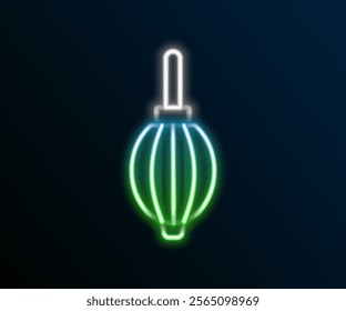 Glowing neon line Dust blower icon isolated on black background. Air duster. Lens cleaner. Camera sensor cleaning. Colorful outline concept. Vector