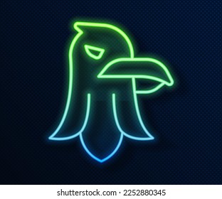 Glowing neon line Eagle icon isolated on blue background. American Presidential symbol.  Vector
