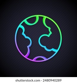 Glowing neon line Earth globe icon isolated on black background. World or Earth sign. Global internet symbol. Geometric shapes.  Vector